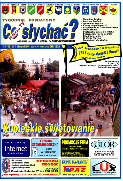 Okładka gazety Co słychać? - nr 37 (103) 1999
